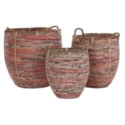 Korb-Set DKD Home Decor Pfirsich natürlich (3 Stücke)