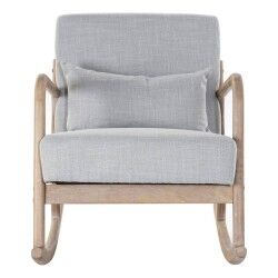 Cadeira de baloiço DKD Home Decor Cinzento Natural Cinzento claro Linho Madeira da borracha 66 x 88 x 78 cm