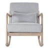 Cadeira de baloiço DKD Home Decor Cinzento Natural Cinzento claro Linho Madeira da borracha 66 x 88 x 78 cm