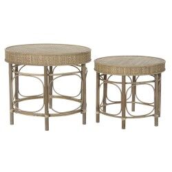 Mesa de apoio DKD Home Decor 61 x 61 x 52 cm Natural Madeira