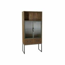 Schrank DKD Home Decor Schwarz Holz Metall Kristall (70 x 34.5 x 160 cm)