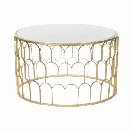 Tavolino da Caffè DKD Home Decor Glamour Bianco Multicolore Dorato Marmo Ferro 87 x 87 x 51,5 cm