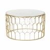 Tavolino da Caffè DKD Home Decor Glamour Bianco Multicolore Dorato Marmo Ferro 87 x 87 x 51,5 cm