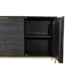 Sideboard DKD Home Decor Black Golden Mango wood 145 x 41 x 77 cm