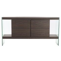 Credenza DKD Home Decor   Marrone Trasparente Cristallo Legno di noce Legno MDF 160 x 45 x 80 cm