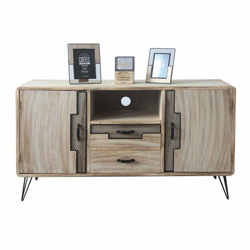 Aparador DKD Home Decor Preto Natural Metal Madeira de paulónia 120 x 41 x 65 cm Aparador DKD Home Decor Preto Natural Metal Madeira de paulónia 120 x 41 x 65 cm