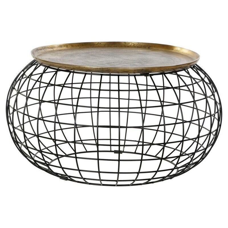 Mesa de apoio DKD Home Decor 80 x 80 x 44 cm Preto Dourado Alumínio Plástico