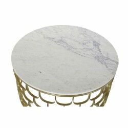 Tavolo aggiuntivo DKD Home Decor 81 x 81 x 42 cm Dorato Bianco Plastica Marmo Ferro