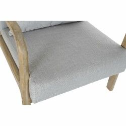 Armchair DKD Home Decor Grey Natural Polyester Rubber wood 65 x 83 x 74 cm 66 x 79 x 76 cm