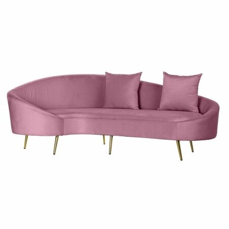 Sofá DKD Home Decor Cor de Rosa Dourado Metal Poliéster (210 x 120 x 84 cm)