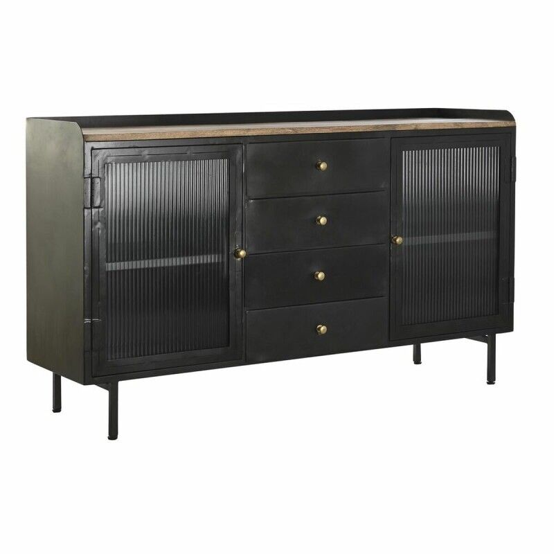 Aparador DKD Home Decor   Preto Dourado Natural Metal Madeira de mangueira 145 x 40 x 85 cm