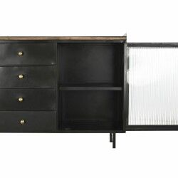 Credenza DKD Home Decor   Nero Dorato Naturale Metallo Legno di mango 145 x 40 x 85 cm