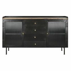 Credenza DKD Home Decor   Nero Dorato Naturale Metallo Legno di mango 145 x 40 x 85 cm