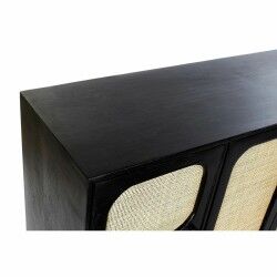 Aparador DKD Home Decor Preto Dourado Natural Rotim Madeira de mangueira 150 x 40 x 78 cm