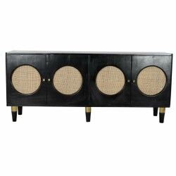 Credenza DKD Home Decor   Nero Naturale Rattan Legno di mango 150 x 40 x 65 cm