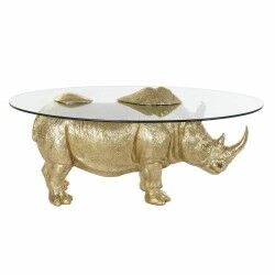 Beistelltisch DKD Home Decor Durchsichtig Gold Harz Kristall 100 x 60,5 x 46 cm