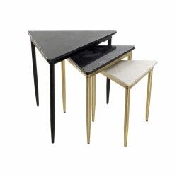 Juego de 3 Mesitas DKD Home Decor Blanco Negro Verde Dorado 68 x 46,5 x 53 cm
