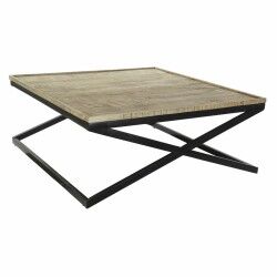 Mesa de Centro DKD Home Decor Preto Natural Madeira Metal 120 x 120 x 55 cm