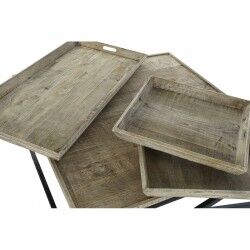 Mesa de Centro DKD Home Decor Negro Natural Madera Metal 120 x 120 x 55 cm