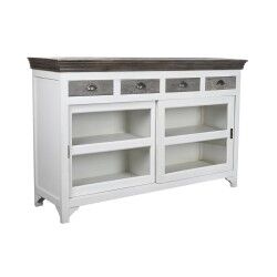 Aparador DKD Home Decor Blanco Gris Marrón oscuro Cristal Madera de mango 165 x 45,7 x 105,4 cm