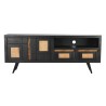 Móvel de TV DKD Home Decor Preto Rotim Madeira de mangueira (145,5 x 40,5 x 60 cm)