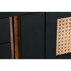 Móvel de TV DKD Home Decor Preto Rotim Madeira de mangueira (145,5 x 40,5 x 60 cm)