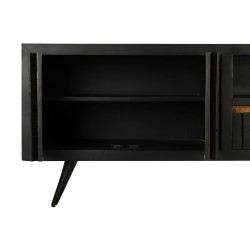 Móvel de TV DKD Home Decor Preto Rotim Madeira de mangueira (145,5 x 40,5 x 60 cm)
