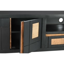 Móvel de TV DKD Home Decor Preto Rotim Madeira de mangueira (145,5 x 40,5 x 60 cm)