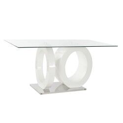 Mesa de Comedor DKD Home Decor Cristal Transparente Blanco Madera MDF (160 x 90 x 75 cm)