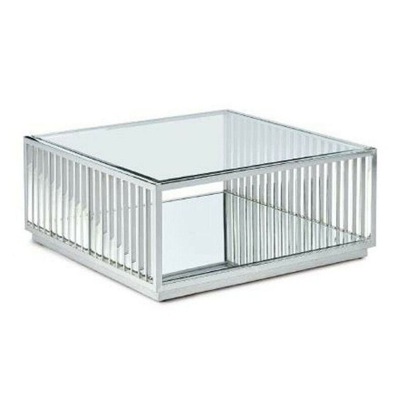 Centre Table DKD Home Decor Transparent Silver Steel Mirror 100 x 100 x 45 cm Centre Table DKD Home Decor Transparent Silver Steel Mirror 100 x 100 x 45 cm