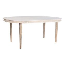 Mesa de Jantar DKD Home Decor Branco Dourado Latão Madeira de mangueira 180 x 90 x 76 cm