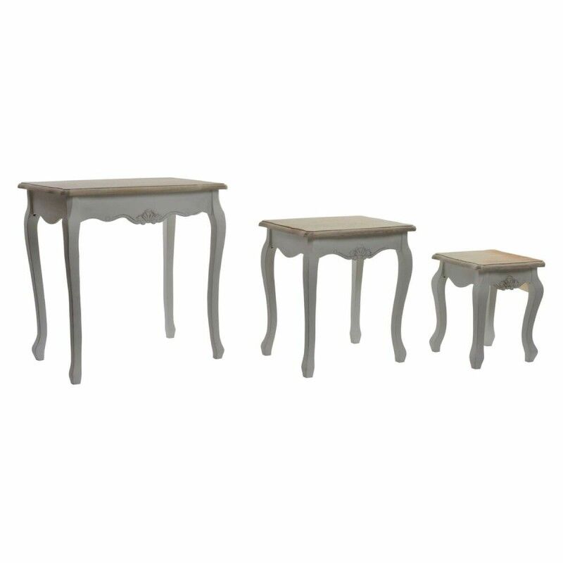 Juego de 3 mesas DKD Home Decor Madera Blanco (60 x 40 x 61 cm) (3 pcs)