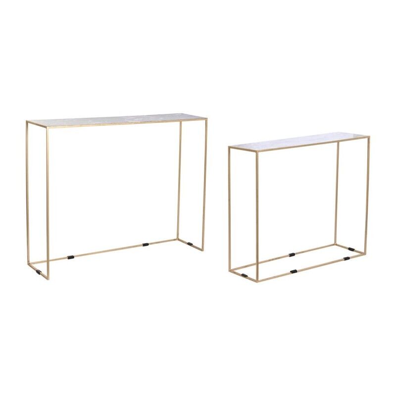 Satz mit 2 Tischen DKD Home Decor Weiß Schwarz Gold 100 x 28 x 80 cm Satz mit 2 Tischen DKD Home Decor Weiß Schwarz Gold 100 x 28 x 80 cm