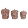 Conjunto de Cestas DKD Home Decor Pêssego Natural (3 Peças) (3 Unidades)