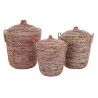 Conjunto de Cestas DKD Home Decor Pêssego Natural (3 Peças) (3 Unidades)