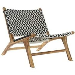 Tuinstoel DKD Home Decor Branco Preto Natural PVC Teca 65 x 80 x 68 cm