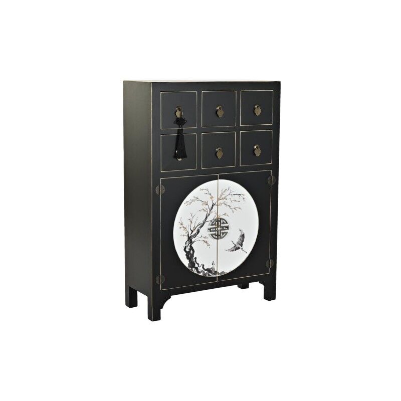 Chest of drawers DKD Home Decor Black Golden Fir MDF Wood Oriental 63 x 28 x 101 cm Chest of drawers DKD Home Decor Black Golden Fir MDF Wood Oriental 63 x 28 x 101 cm