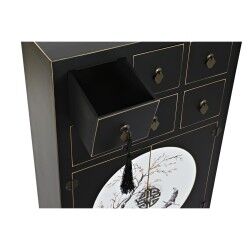 Cassettiera DKD Home Decor Nero Dorato Abete Legno MDF Orientale 63 x 28 x 101 cm