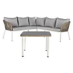 Meubles de jardin DKD Home Decor Blanc Marron Clair 190 x 190 x 70 cm
