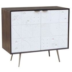 Aparador DKD Home Decor Branco Castanho Metal Madeira de mangueira 90 x 43 x 80 cm 90 x 43 x 82 cm