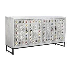 Anrichte DKD Home Decor Weiß Beige Grau Bunt aus Keramik Mango-Holz 150 x 38 x 80 cm