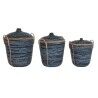 Korb-Set DKD Home Decor Blau Schwarz (3 Stücke)
