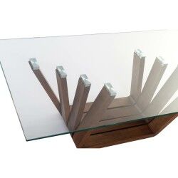 Mesa de Centro DKD Home Decor Cristal Nogueira Alumínio 130 x 70 x 42 cm