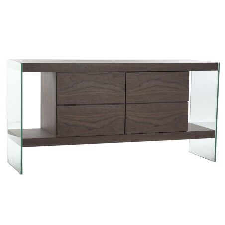 Anrichte DKD Home Decor Braun Durchsichtig Kristall Nussbaumholz Holz MDF 160 x 45 x 80 cm