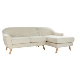Sofá Chaise Longue DKD Home Decor Creme Madeira da borracha 226 x 144 x 84 cm