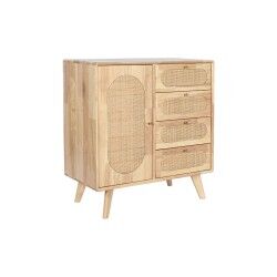 Aparador DKD Home Decor Natural Metal Rotim Madeira da borracha 73,5 x 35 x 78 cm