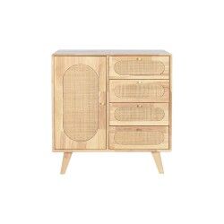 Credenza DKD Home Decor Naturale Metallo Rattan Legno d'albero della gomma 73,5 x 35 x 78 cm