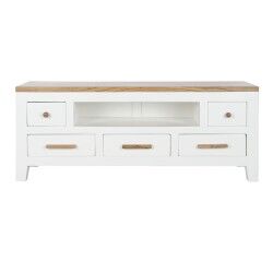Mueble de TV DKD Home Decor Blanco Marrón Acacia Madera de mango 125 x 40 x 50 cm